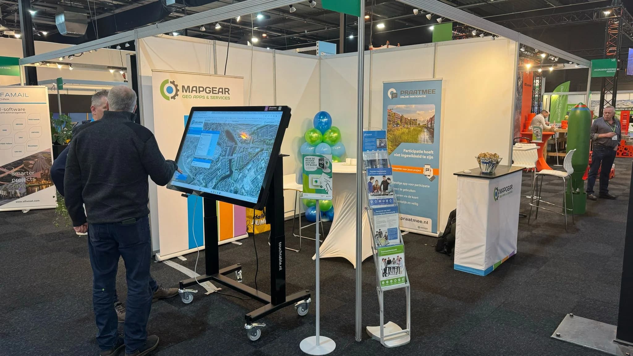 TouchTable trade show booth setup