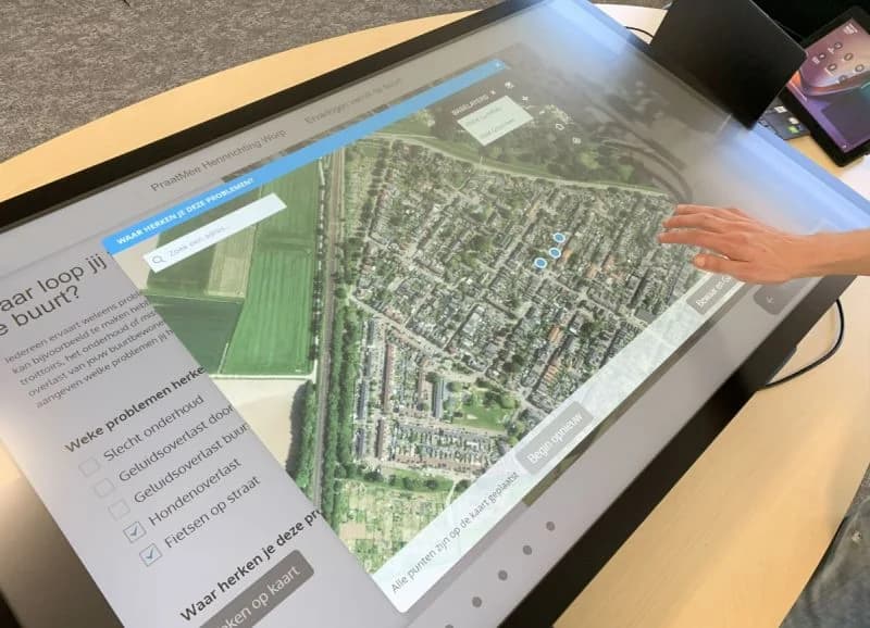 TouchTable Go portable interactive table in use during presentation or workshop